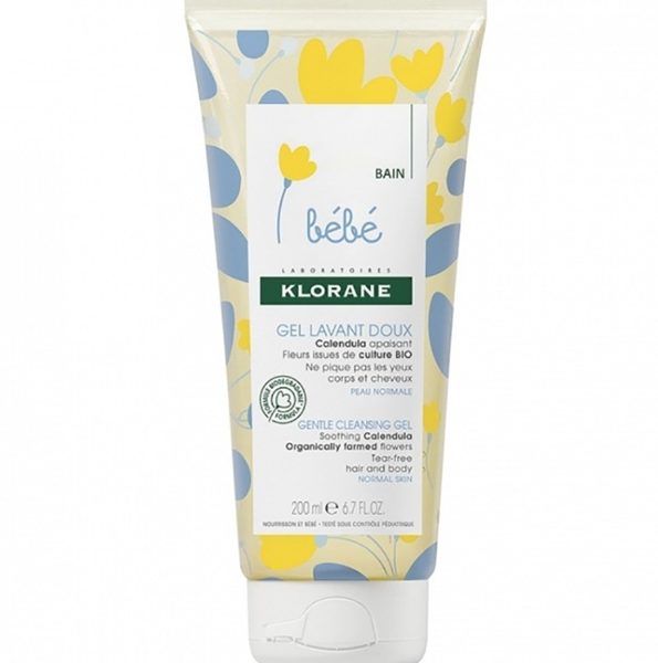 Klorane - Gel lavant doux au Calendula apaisant - Bébé - Corps et cheveux - Peau normale 200 ml