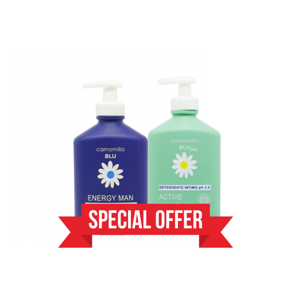 Camomilla Blu Energy Man Nettoyant Intime + Active Cosmos Organic