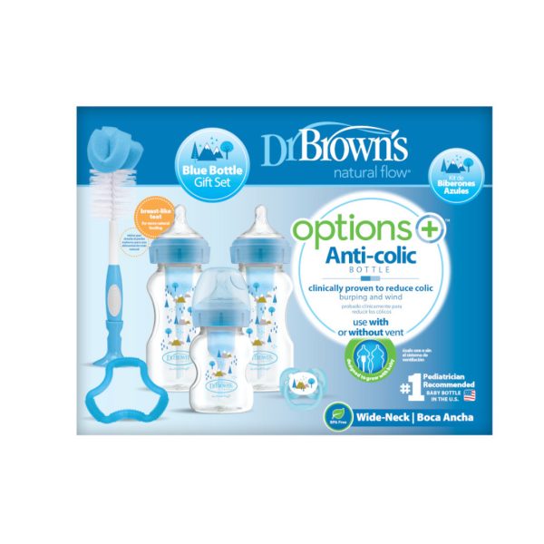 Dr brown's Biberon + Sucette + Anneau + goupillon  WB03602-ESX Blue
