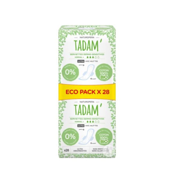 Tadam Serviette Ultra Sensitive Coton Bio Normal+ 28pcs