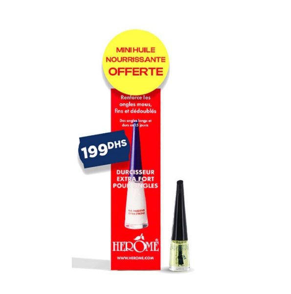 Herôme – Durcisseur Extra Fort + Mini Huile nourrissante Offerte