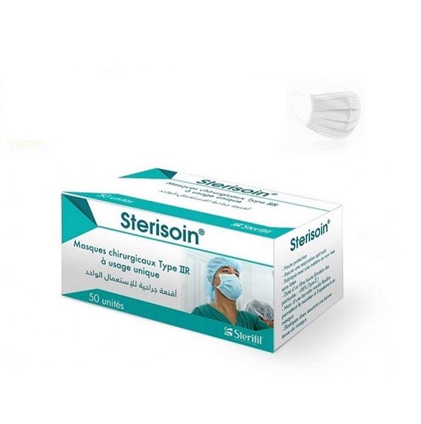 STERISOIN Masques Chirurgicaux Blancs 50 Unités