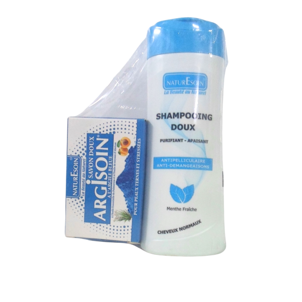 Nature soin Duo pack " Shamp purifiant 250ml+Savon argile noir 125g"