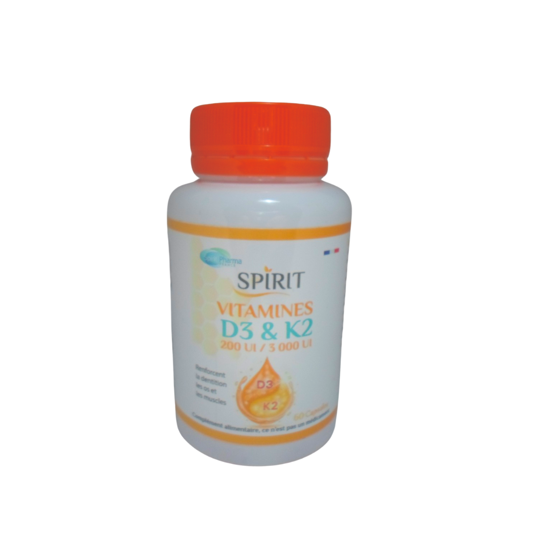 Spirit-Vitamines-D3-k2-60-capsules Spirit Vitamines D3 & k2 60 capsules – Image 1