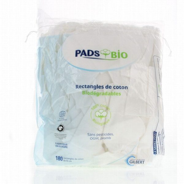 GILBERT PADS BIO RECTANGLES DE COTON 8X10CM
