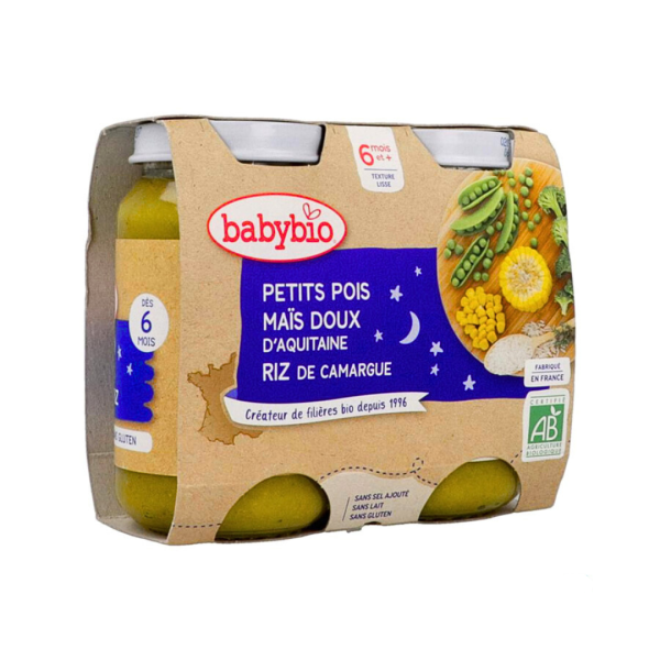 BABYBIO POT BONNE NUIT PETITS POIS MAIS RIZ 2*200G