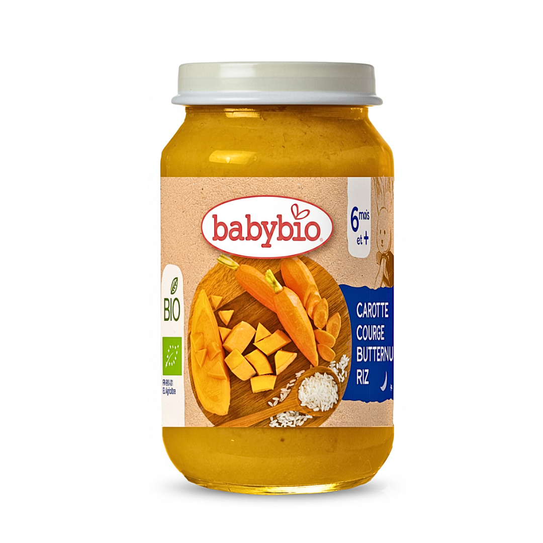 Babybio-Petit-Pot-Carotte-Courge-Butternut-Riz-200g Babybio Petit Pot Carotte Courge Butternut Riz 200g – Image 1