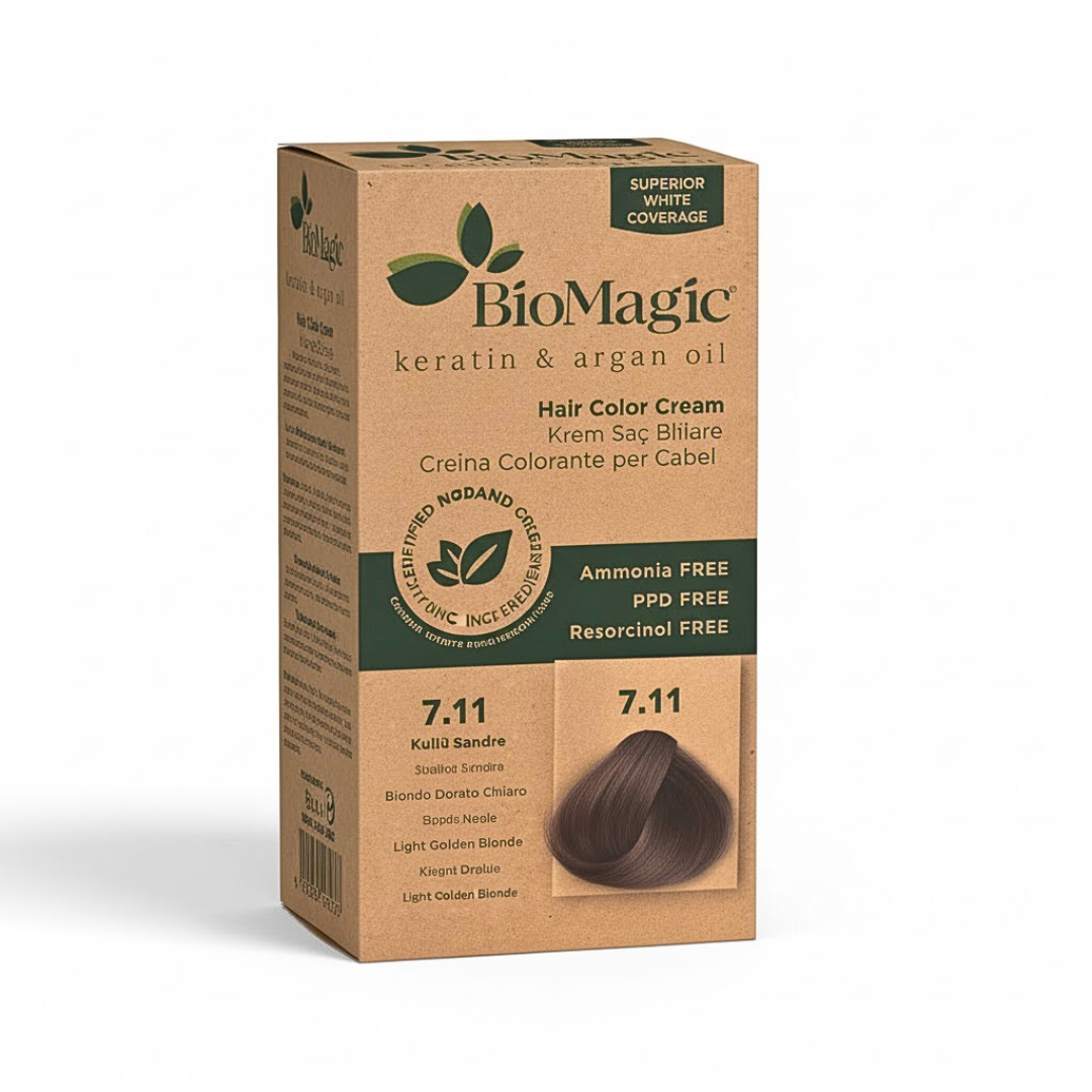 Biomagic-Hair-Color-Cream-Kit-711-Intense-Ash-Blonde Biomagic Hair Color Cream Kit 7/11 Intense Ash Blonde – Image 1