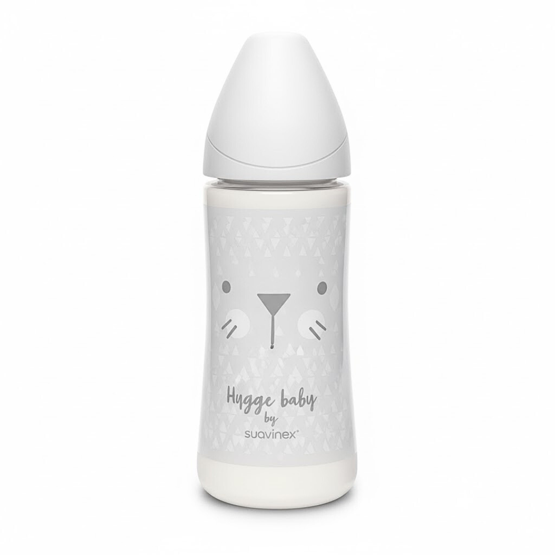 Suavinex-Bib-Avec-Tetine-Ronde-Debit-rapide-4m-360ml-GY-L2 Suavinex Biberon Avec Tetine Ronde Debit Rapide +4m 360ml GY L2 – Image 1