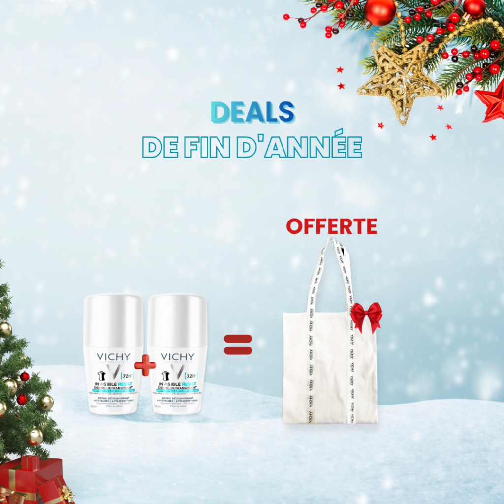 VICHY DÉODORANT DERMO-DÉTRANSPIRANT INVISIBLE PROTECT 72H ANTI-TACHES ANTI-IRRITATIONS 2 Achetés = 1 TOTE BAG OFFERT