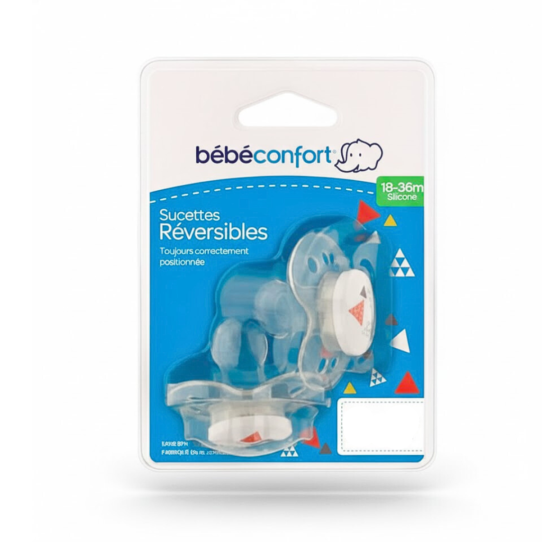 BB-Conf-2-Suc-Reversible-18-36m-Animals-Bleu Bebe Confort 2 Sucette Reversible 18-36mois Animals Bleu – Image 1