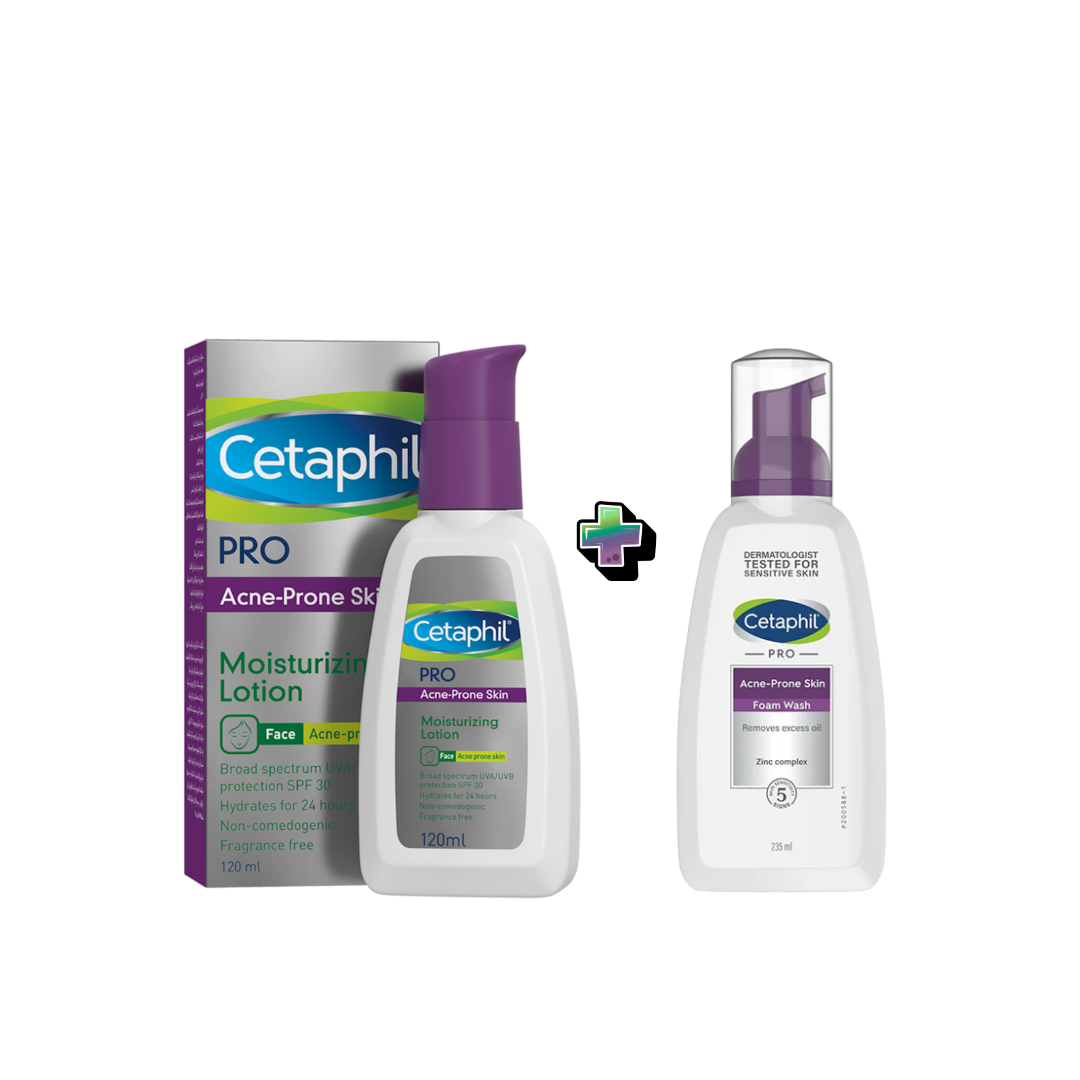 Cetaphil-Pro-Acno-Lotion-Hydratant-120mlMousse-Nettoyant-235ml-Pack Cetaphil Pro Acno Lotion Hydratant 120ml+Mousse Nettoyant 235ml Pack – Image 1