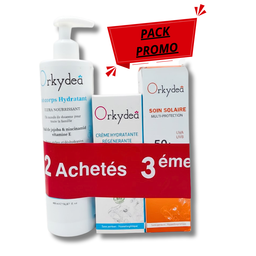 Orkydea-duo-pack-Lait-corps-Hydratecran-solairecreme-hydratant-1 Orkydea Lait Corps Hydratant+Ecran Solaire+Creme Hydratant Pack – Image 1