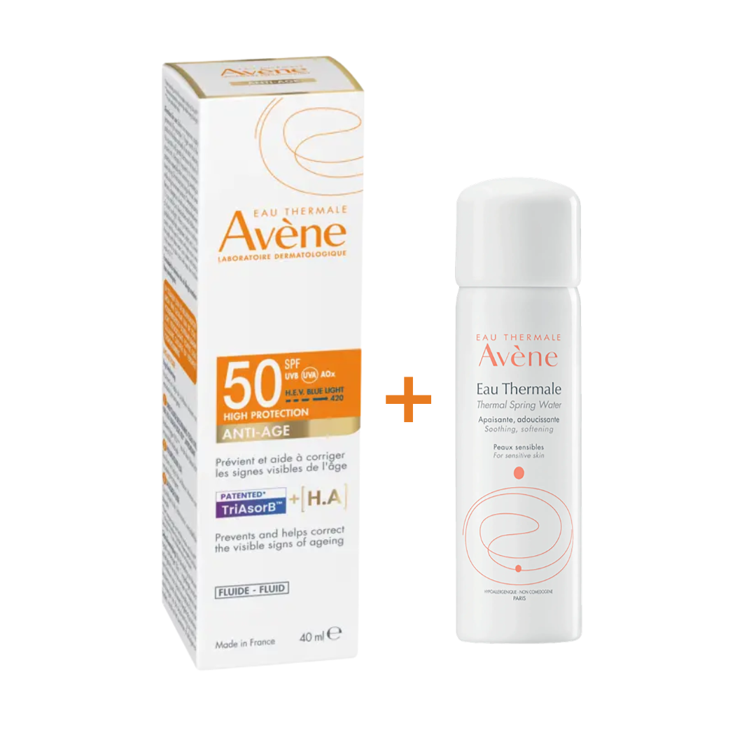 Av-Ecran-Anti-Age-THP-spf50-50mlEau-thermale-pack EAU THERMALE AVÈNE Ecran Anti-Age THP spf50+ 50ml = Eau thermale Offerte – Image 1