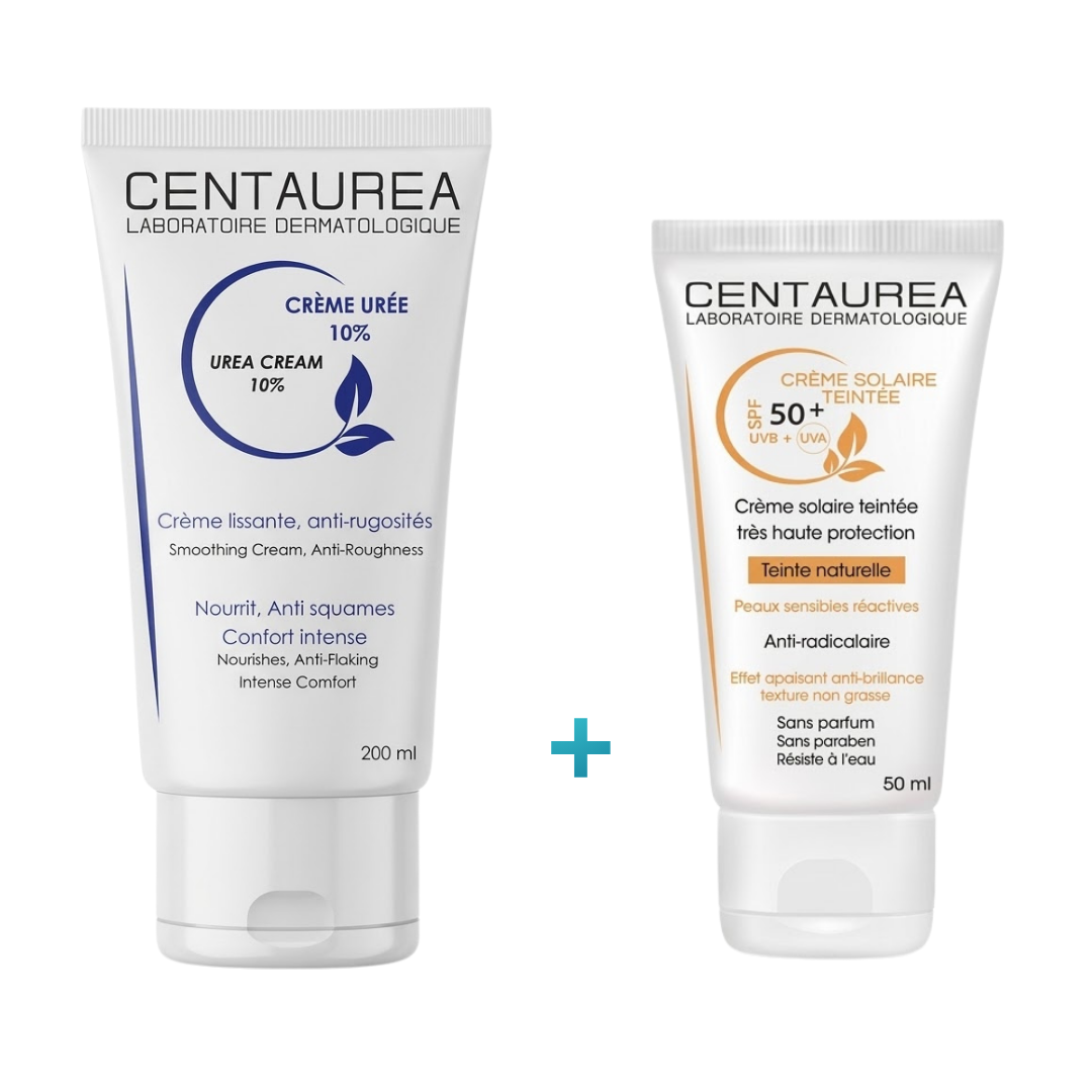 Centaurea-Duo-Creme-Uree-10-200mlEcran-Teinte-50ml Centaurea Creme Uree 10% 200ml+Ecran Teinte 50ml Coffret – Image 1