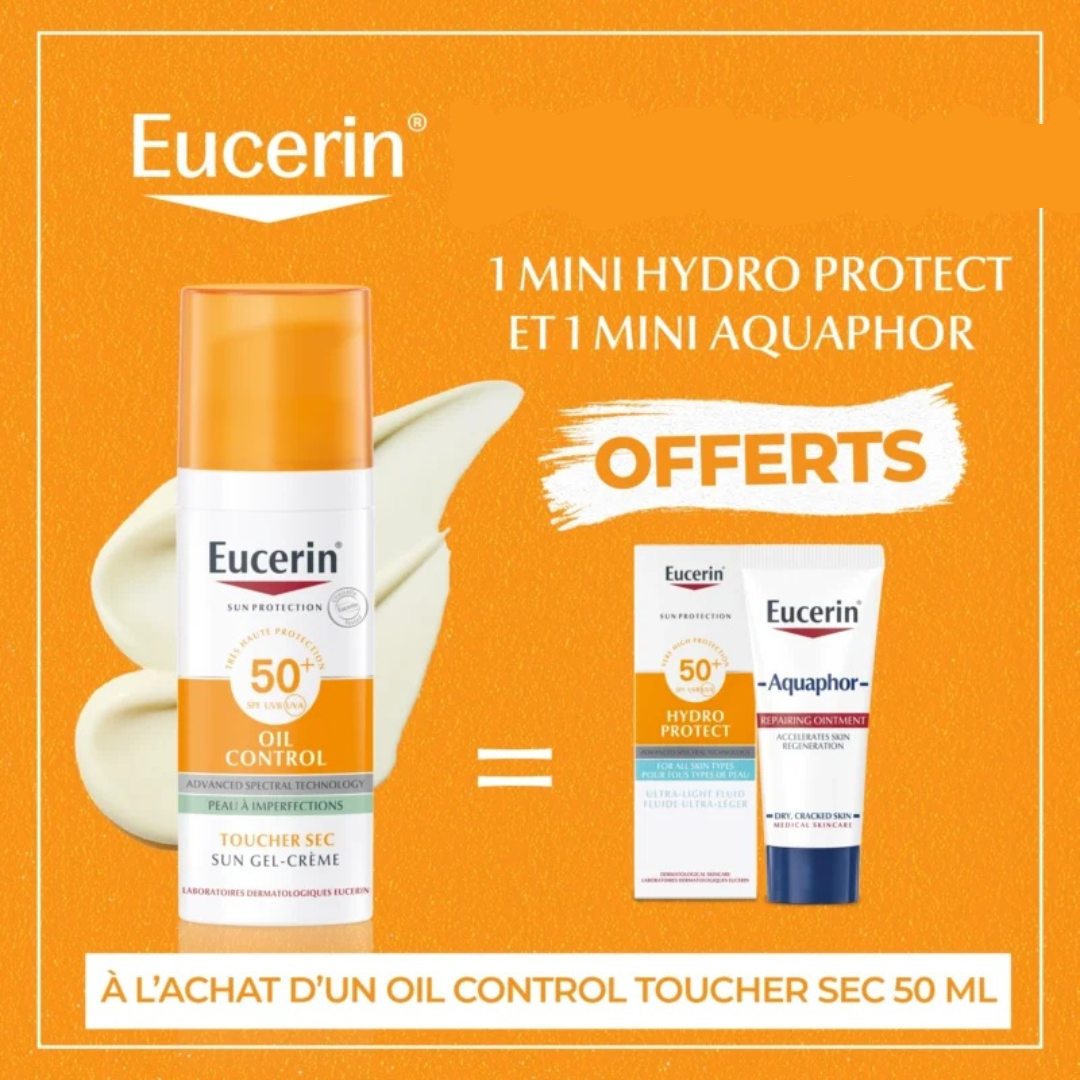 Eucerin-Oil-Control-50mlHydro-Protect-5mlBaume-Reparateur-5ml-Pack Eucerin "Oil Control 50ml+Hydro Protect 5ml+Baume Reparateur 5ml Format voyage" Pack – Image 1