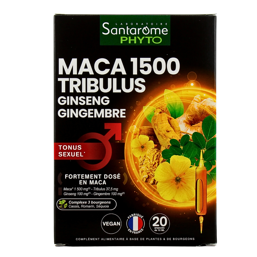 Santarome-Maca-1500-Tribulus-20amp Santarome Maca 1500 Tribulus 20 Ampoules – Image 1