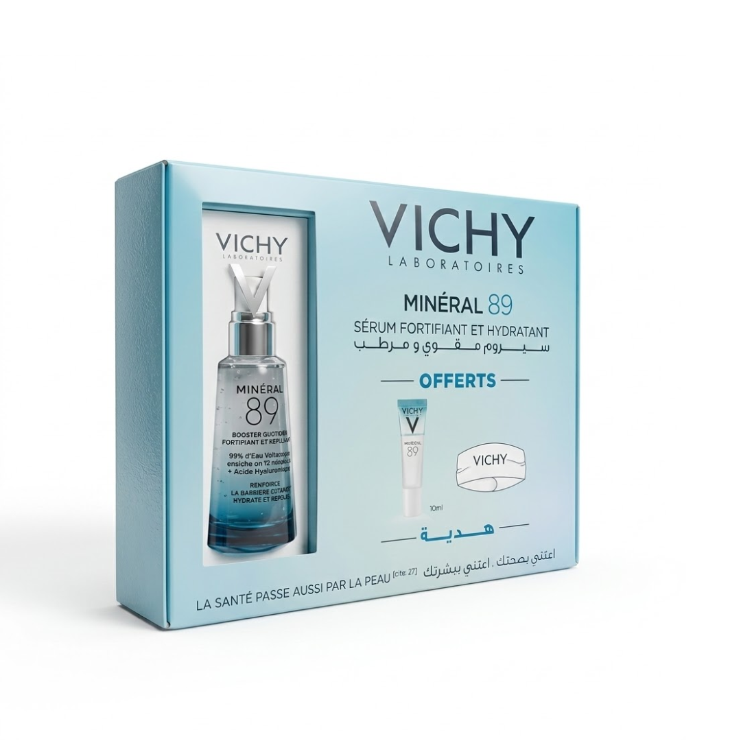 Vichy-Mineral-89-50mlMineral-10ml-Format-Voyage-Bandeau-Coffret Vichy Mineral 89 50ml+Mineral 10ml Format Voyage +Bandeau Coffret – Image 1