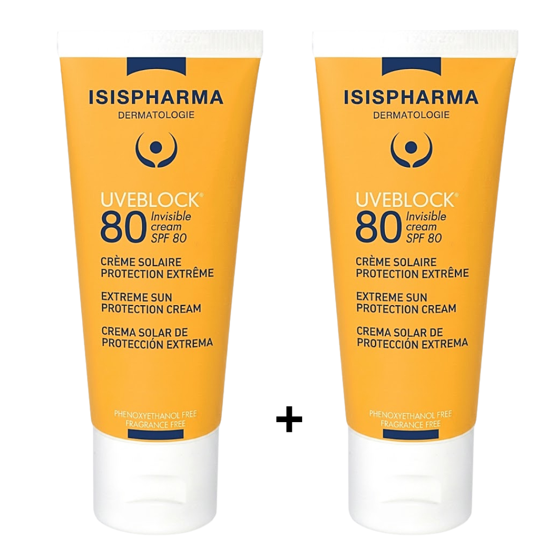 Isis-Uveblock-80-Teinte-spf80-240ml-Pack Isispharma Uveblock 80 Teinte Spf80 2 x 40ml Pack – Image 1
