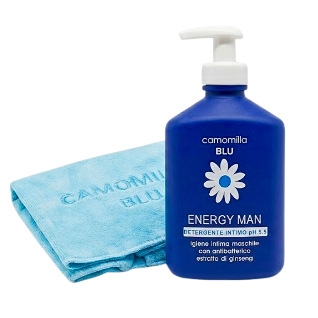 Camomilla-Blu-Energy-Man-300mlServiette-Trousse Camomilla Blu Energy Man 300ml+Serviette Trousse – Image 1