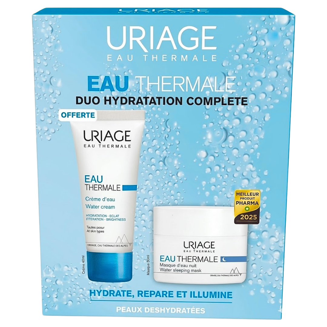 Uriage-Eau-thermal-duo-pack-creme-deau-40mlmasque-deau-Nuit-50ml Uriage Eau Thermal Creme D'eau 40ml+Masque D'eau Nuit 50ml Duo Pack – Image 1